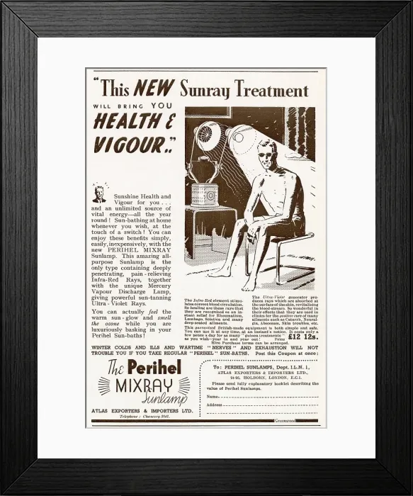 Framed Print : Advert for Perihel Mixry - Sunlamp 1940 Framed Print : Advert for Perihel Mixry - Sunlamp 1940