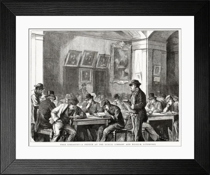 Framed Print : Interior of the free public Library and Museum, Liverpool. Date: 1875 Framed Print : Interior of the free public Library and Museum, Liverpool. Date: 1875