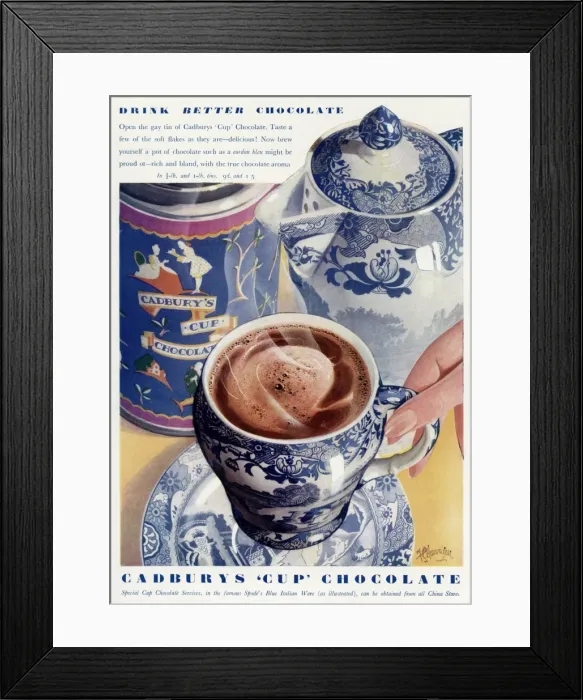 Framed Print : Advert for Cadburys cup chocolate
