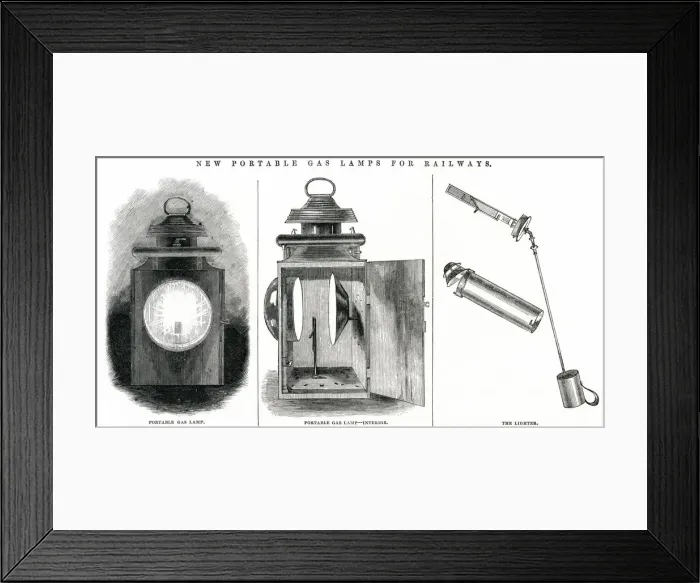 Framed Print : New portable gas lamps for railways 1845