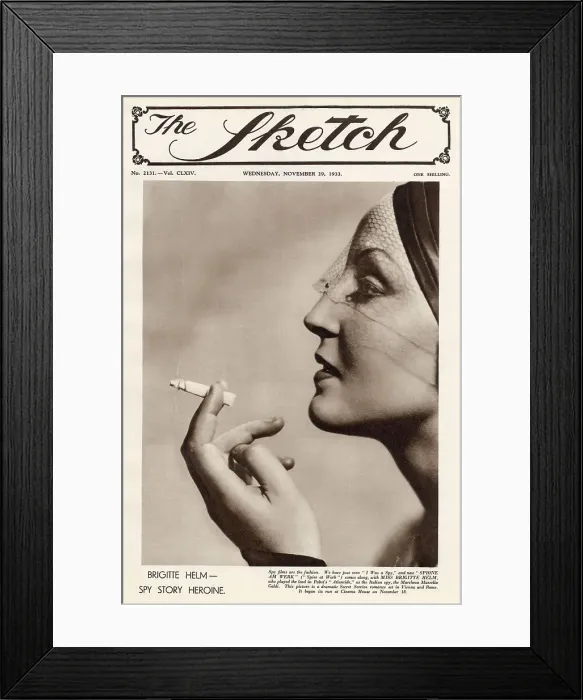 Framed Print : Front cover of The Sketch with a photograph of the actress, Brigitte Helm dressed as her character, the Italian spy, the Marchesa Marcella Galdi in Atlantide by Pabst Framed Print : Front cover of The Sketch with a photograph of the actress, Brigitte Helm dressed as her character, the Italian spy, the Marchesa Marcella Galdi in Atlantide by Pabst