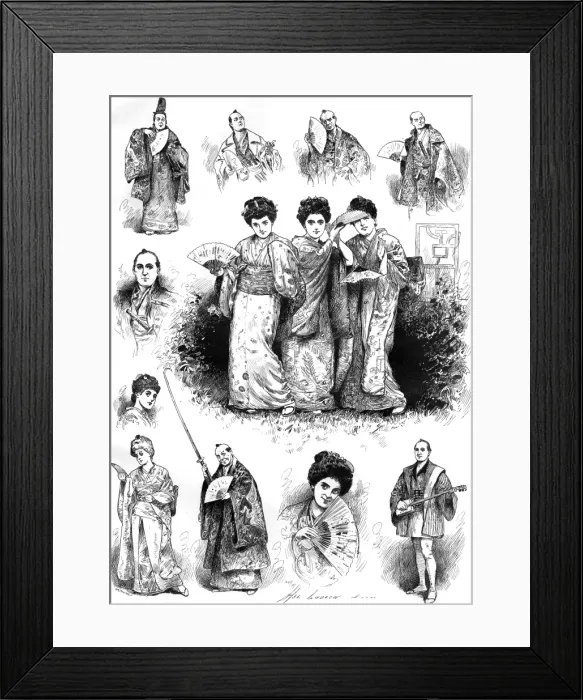 Framed Print : Sketches from The Mikado at the Savoy Theatre Framed Print : Sketches from The Mikado at the Savoy Theatre