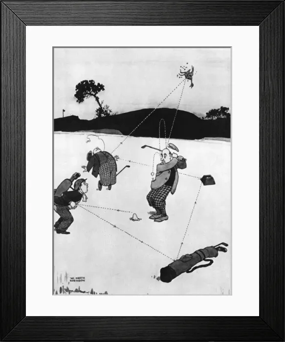 Framed Print : The Ironstein Theory of Golf, by William Heath Robinson Framed Print : The Ironstein Theory of Golf, by William Heath Robinson