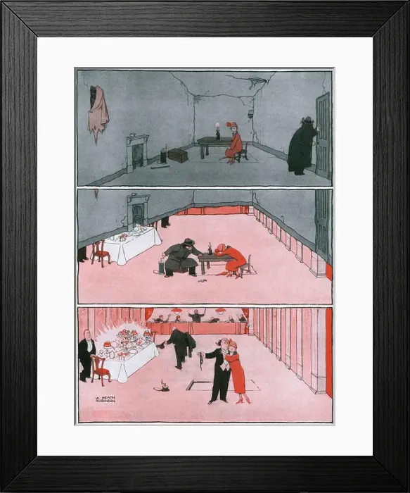 Framed Print : The Maid and the Magician by William Heath Robinson Framed Print : The Maid and the Magician by William Heath Robinson