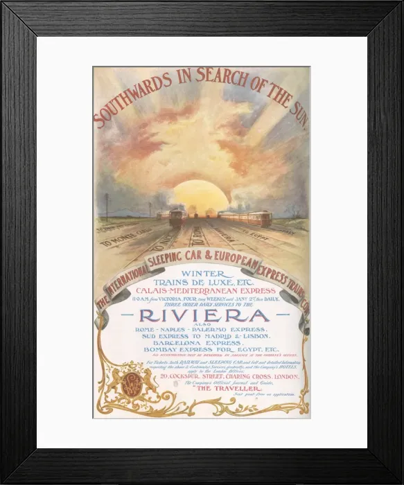 Framed Print : Advertisement for Riviera travel Framed Print : Advertisement for Riviera travel