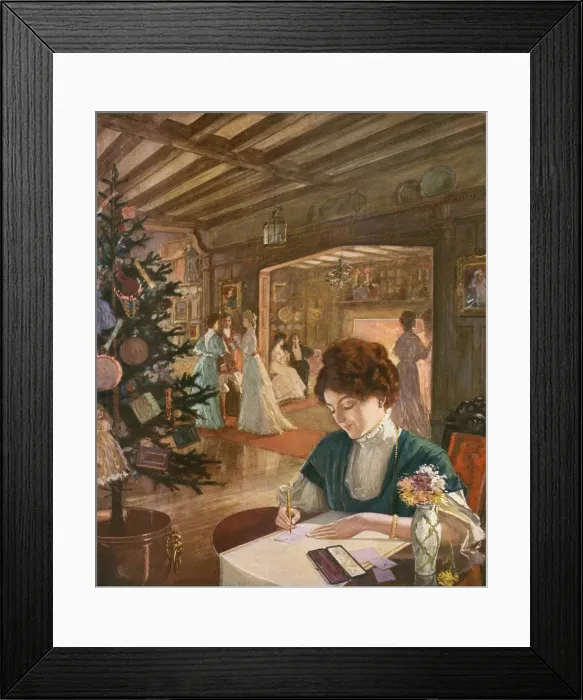 Framed Print : Letter-writing at Christmas