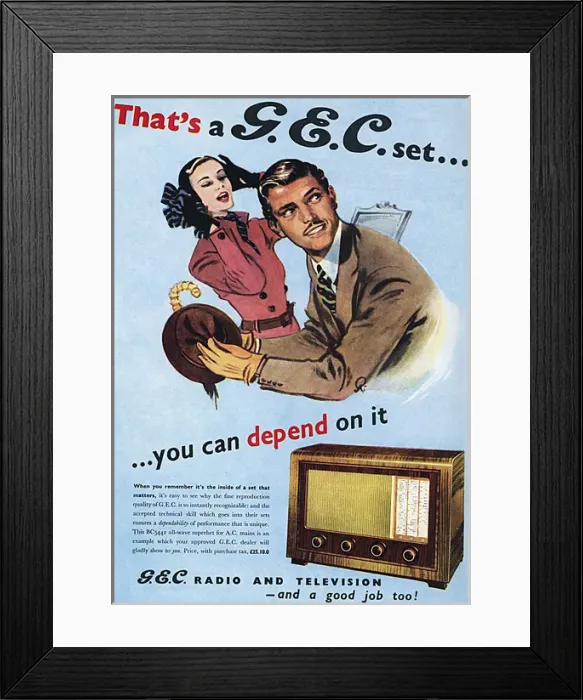 Framed Print : An advertisement for G. E. C. radios