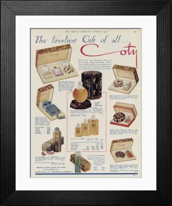 Framed Print : An advertisement for Coty products Framed Print : An advertisement for Coty products