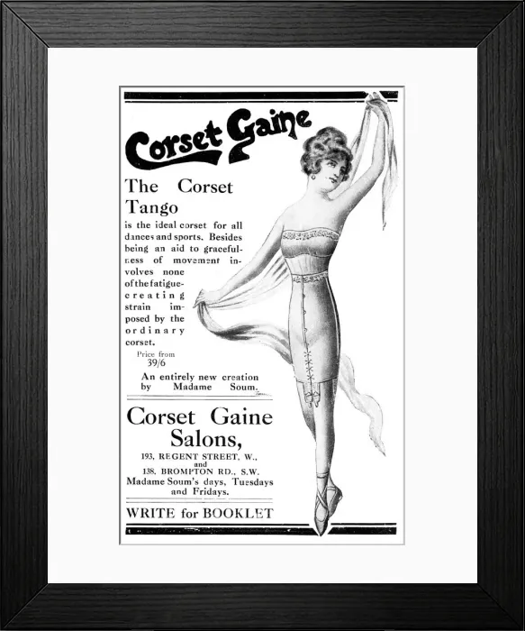 Framed Print : An advertisement for Corset Gaines tango corset Framed Print : An advertisement for Corset Gaines tango corset