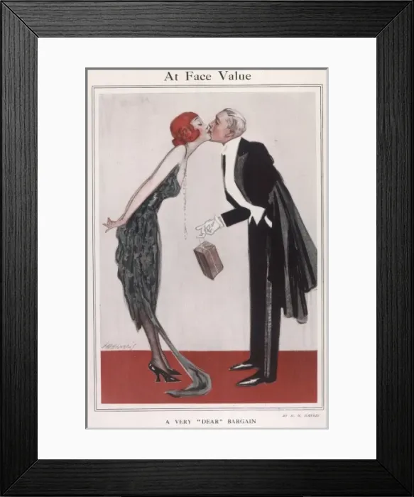 Framed Print : Couple Kissing 1920s Framed Print : Couple Kissing 1920s
