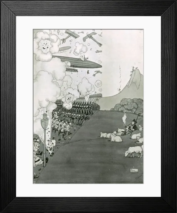 Framed Print : A Swiss Shepherd Watching a Battle by the Frontier