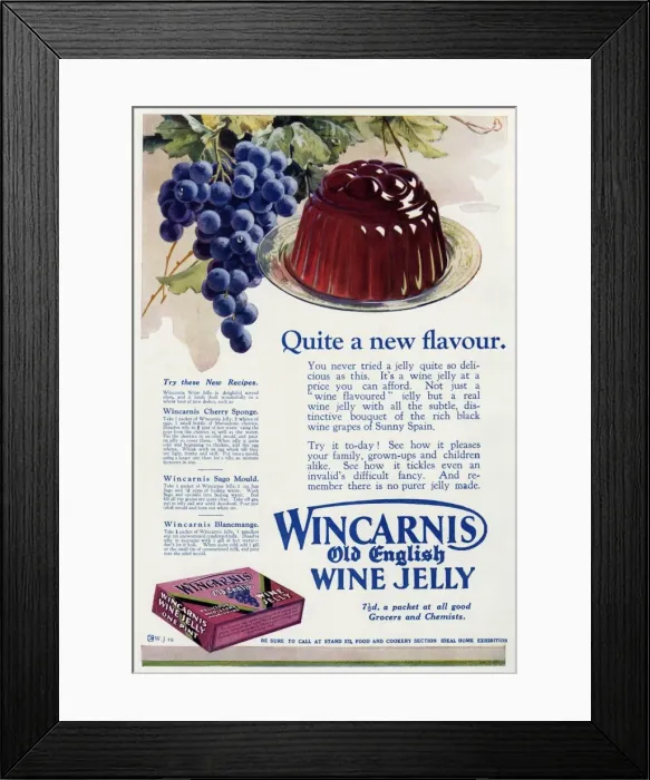 Framed Print : Advert for Wincarnis old English wine jelly 1931 Framed Print : Advert for Wincarnis old English wine jelly 1931