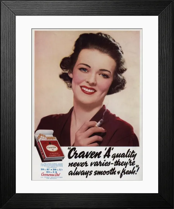 Framed Print : Advert for Craven Cigarettes Framed Print : Advert for Craven Cigarettes