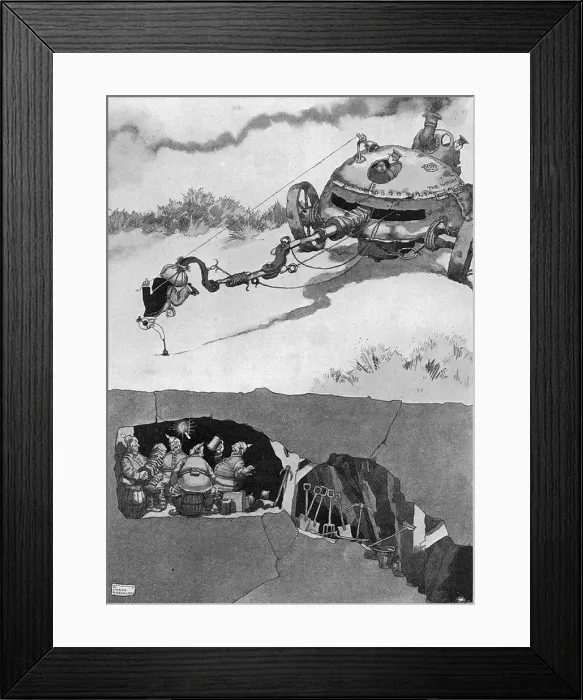 Framed Print : The Harley-Scope Mine-Detector by William Heath Robinson Framed Print : The Harley-Scope Mine-Detector by William Heath Robinson