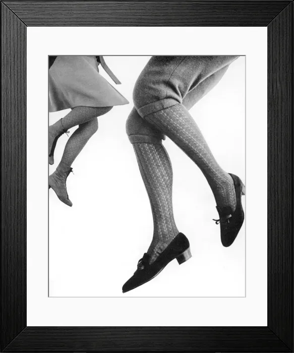 Framed Print : SHOES. Calf high boots in taupe suede with black laced fronts Framed Print : SHOES. Calf high boots in taupe suede with black laced fronts