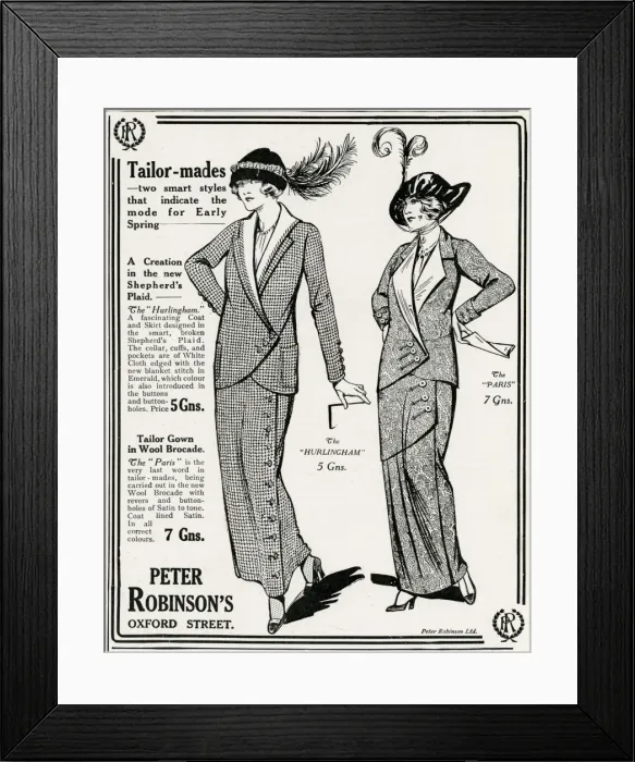 Framed Print : Advert for Peter Robinsons tailor -mades 1913 Framed Print : Advert for Peter Robinsons tailor -mades 1913