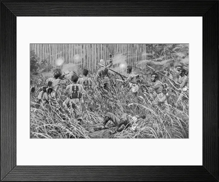 Framed Print : The West Indian troops rushing the stockade at Bongeh Framed Print : The West Indian troops rushing the stockade at Bongeh
