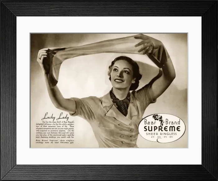 Framed Print : Advert for Stockings by Bear Brand 1937 Framed Print : Advert for Stockings by Bear Brand 1937