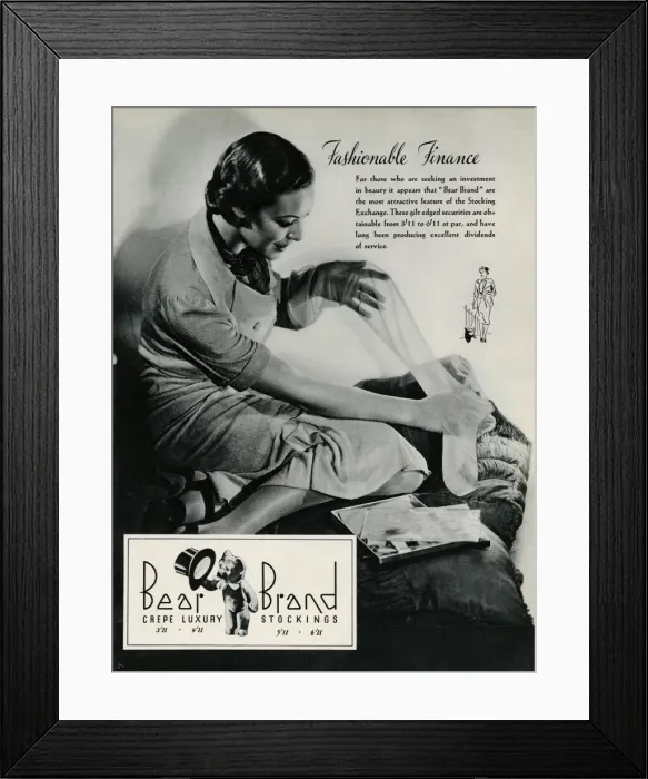 Framed Print : Advert for Stockings by Bear Brand 1937 Framed Print : Advert for Stockings by Bear Brand 1937