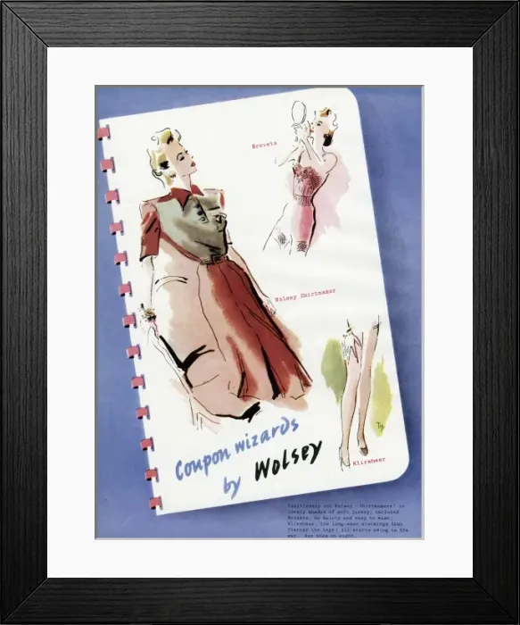Framed Print : Advert for Wolsey womens clothing 1942