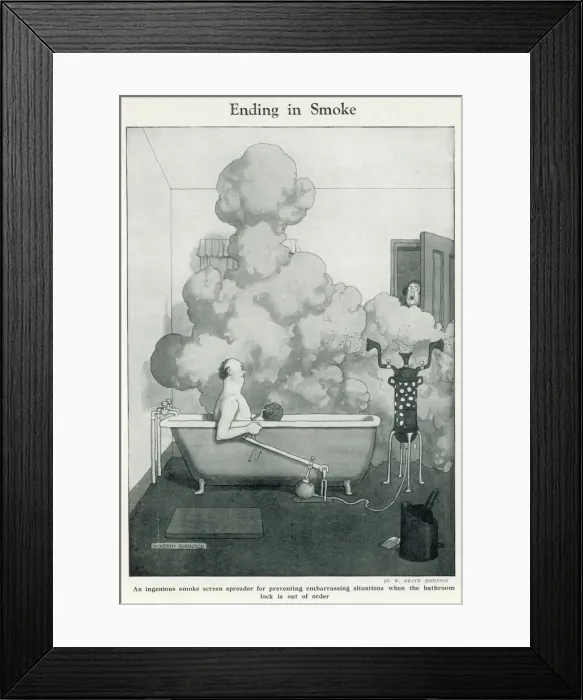 Framed Print : Ending in Smoke by Heath Robinson Framed Print : Ending in Smoke by Heath Robinson