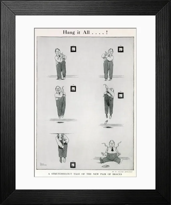 Framed Print : A stretched out tale of the new pair of braces Framed Print : A stretched out tale of the new pair of braces