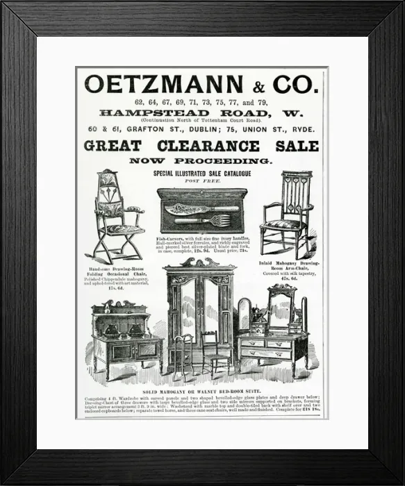 Framed Print : Advert for Oetzmann & Co. Victorian furniture 1900 Framed Print : Advert for Oetzmann & Co. Victorian furniture 1900