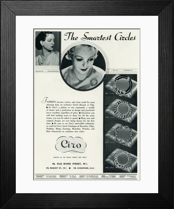 Framed Print : Advert for Ciro jewellery 1934 Framed Print : Advert for Ciro jewellery 1934
