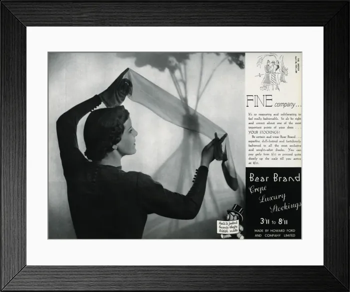 Framed Print : Advert for Stockings by Bear Brand 1937 Framed Print : Advert for Stockings by Bear Brand 1937