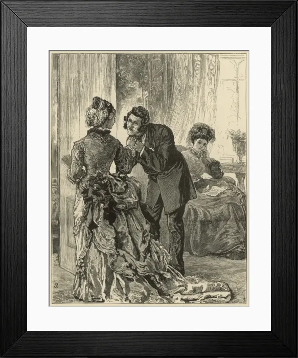 Framed Print : A gentleman about to kiss a ladys hand Framed Print : A gentleman about to kiss a ladys hand