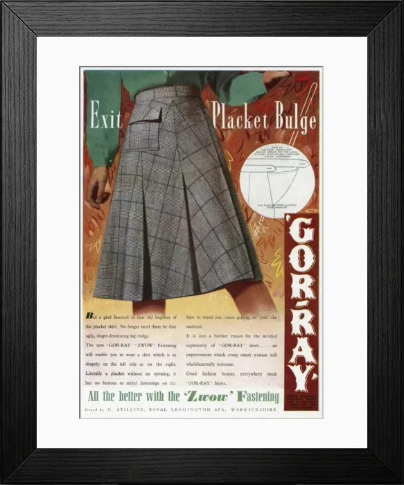 Framed Print : Advert for Gor-ray Koneray pocket skirts 1943 Framed Print : Advert for Gor-ray Koneray pocket skirts 1943