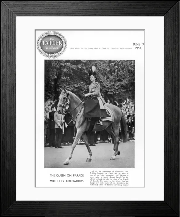 Framed Print : Tatler cover - Queen on parade, 1953 Framed Print : Tatler cover - Queen on parade, 1953