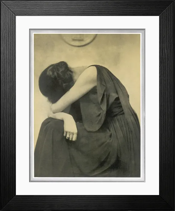 Framed Print : Grief. A woman holds her head in her arms in this camera study by Hugh Framed Print : Grief. A woman holds her head in her arms in this camera study by Hugh