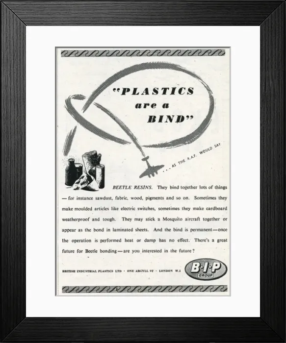 Framed Print : Advert for British Industrial Plastic Limited 1944 Framed Print : Advert for British Industrial Plastic Limited 1944