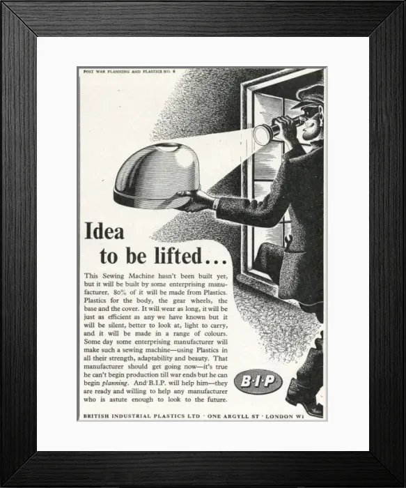 Framed Print : Advert for British Industrial Plastic Limited 1942 Framed Print : Advert for British Industrial Plastic Limited 1942