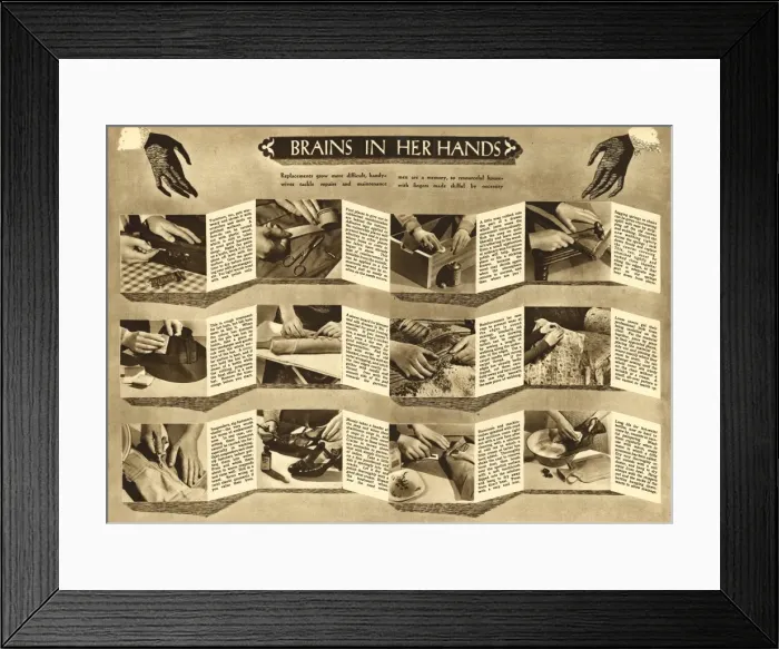 Framed Print : Mending household items 1943