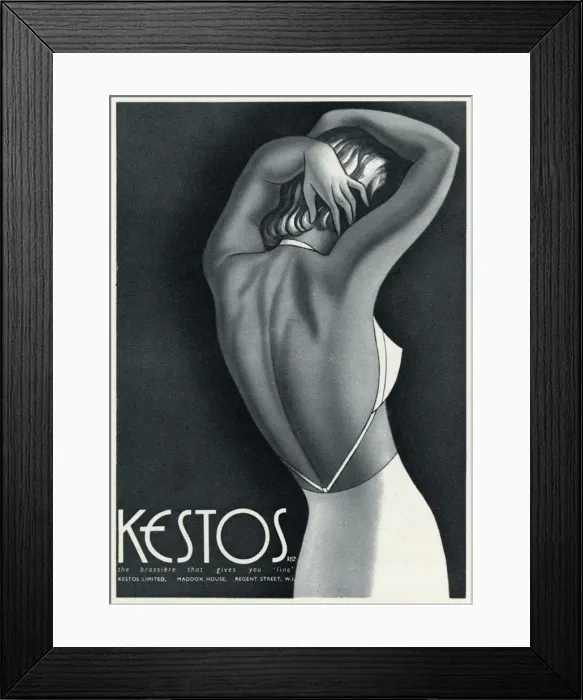 Framed Print : Advert for Kestos lingerie 1940