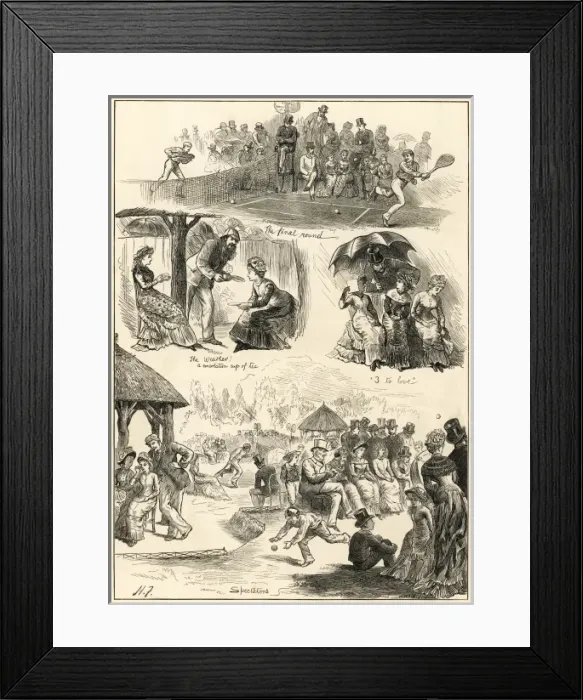 Framed Print : Sketches at Wimbledon 1879 Framed Print : Sketches at Wimbledon 1879