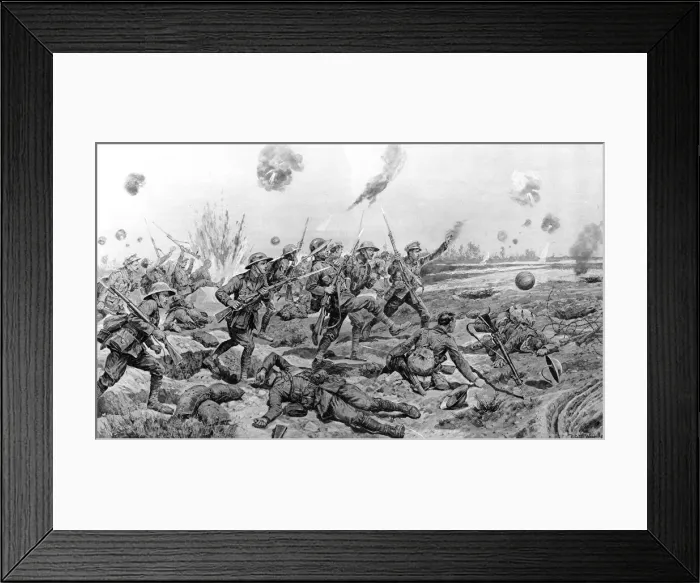 Framed Print : East Surrey Regiment kick footballs Framed Print : East Surrey Regiment kick footballs