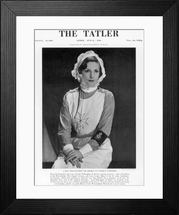 Framed Print : Lady Willoughby de Broke in a nurses uniform Framed Print : Lady Willoughby de Broke in a nurses uniform