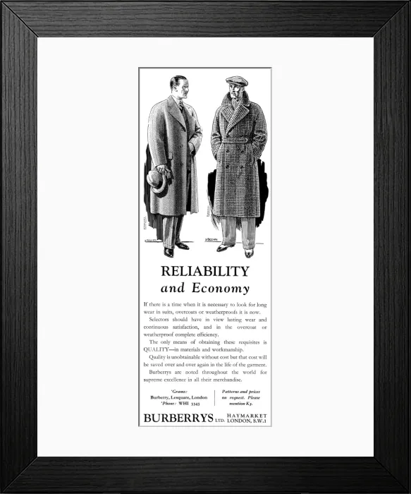 Framed Print : Advert for Burberry overcoats 1940 Framed Print : Advert for Burberry overcoats 1940