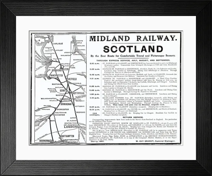 Framed Print : Improved night service from North of Scotland to St. Pancras, London. Date: 1907