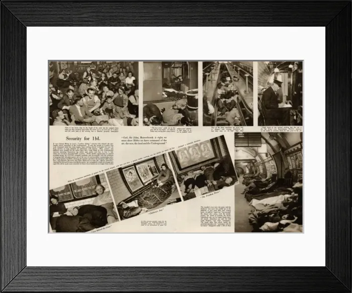Framed Print : Sheltering on underground stations 1940