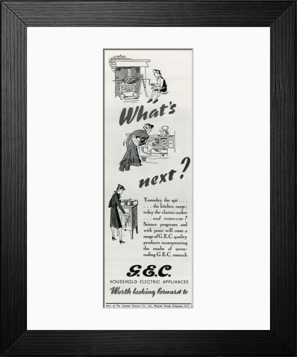 Framed Print : Advert for The General Electric Company 1942 Framed Print : Advert for The General Electric Company 1942