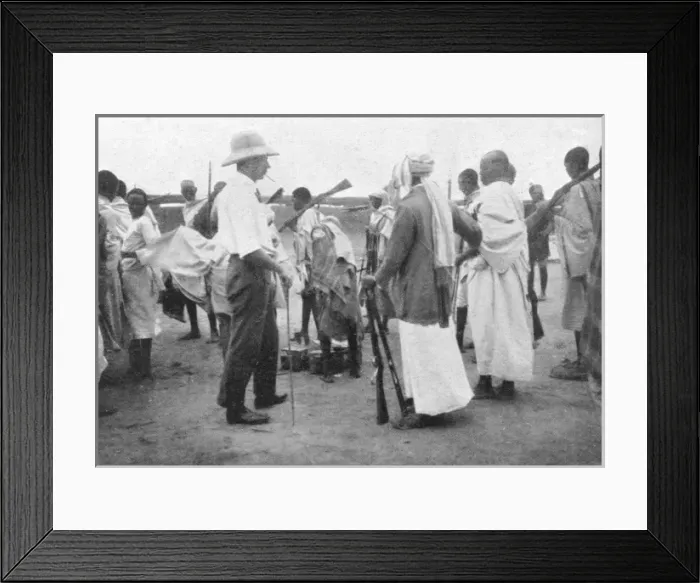 Framed Print : Richard Corfield distributing arms at Burao Fort