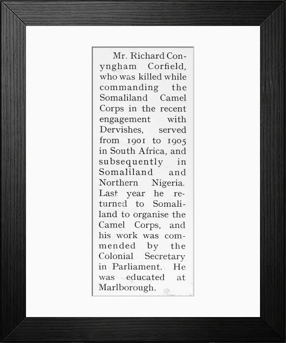 Framed Print : Richard Corfield - obituary Framed Print : Richard Corfield - obituary