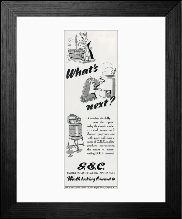 Framed Print : Advert for The General Electric Company 1942 Framed Print : Advert for The General Electric Company 1942