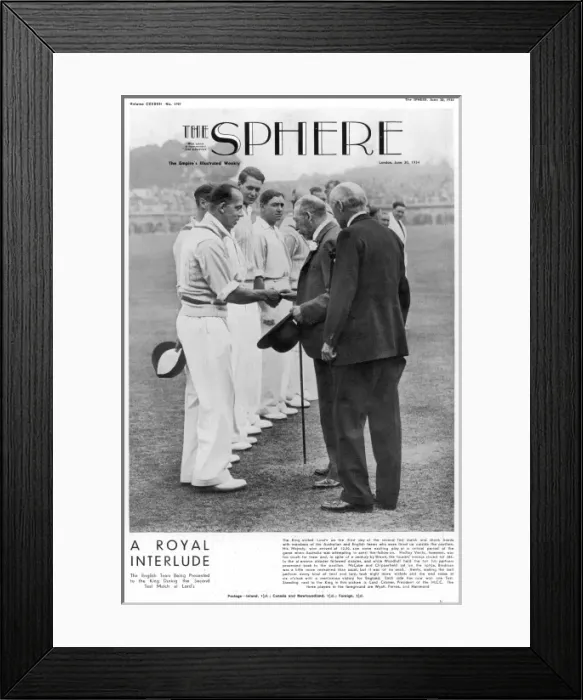 Framed Print : A Royal Interlude: English cricketers meet King George V Framed Print : A Royal Interlude: English cricketers meet King George V