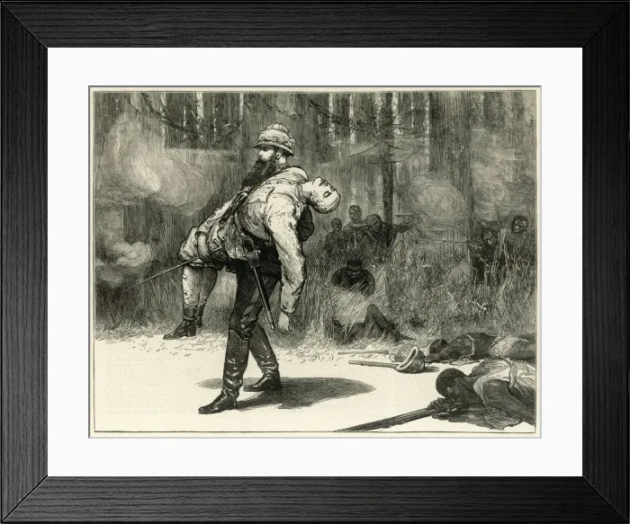Framed Print : Colonel Festing rescuing Lieut. Eardley-Wilmots body Framed Print : Colonel Festing rescuing Lieut. Eardley-Wilmots body