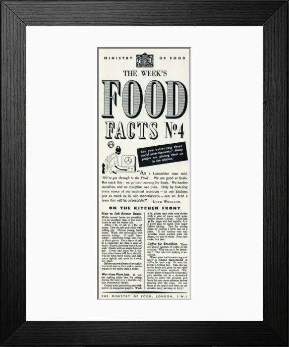 Framed Print : Advert for the Ministry of Food 1940 Framed Print : Advert for the Ministry of Food 1940